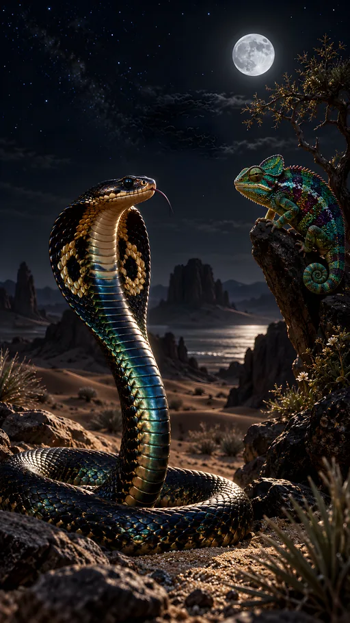 Cobra in the Desert Night — Animals & Wildlife wallpaper