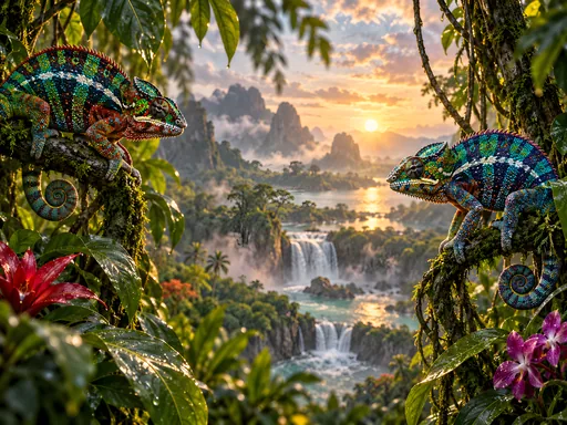 Panther Chameleons on Vines — Animals & Wildlife wallpaper