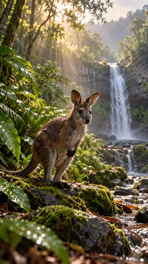 Wallaby in a Rainforest Clearing — Animals & Wildlife wallpaper