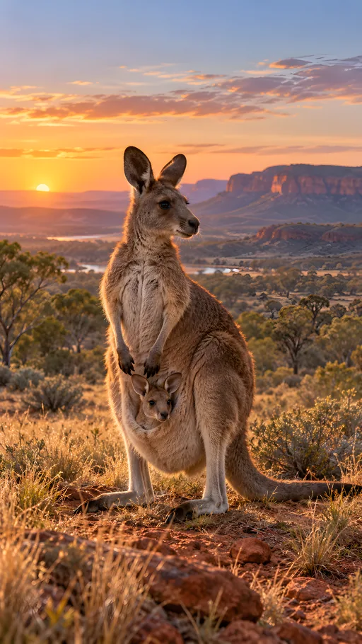 Kangaroo Mother and Joey — Animals & Wildlife wallpaper