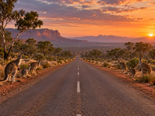 Kangaroos on the Outback Road — Animals & Wildlife wallpaper