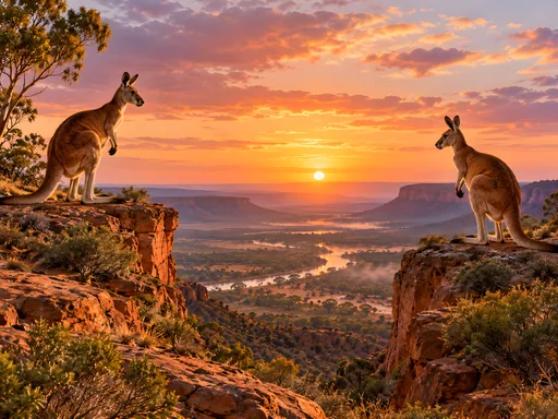 Red Kangaroos on Sandstone Ridges — Animals & Wildlife wallpaper