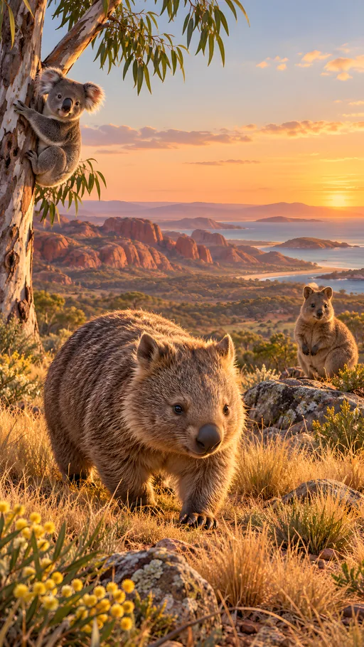 Wombat in Amber Grass — Animals & Wildlife wallpaper