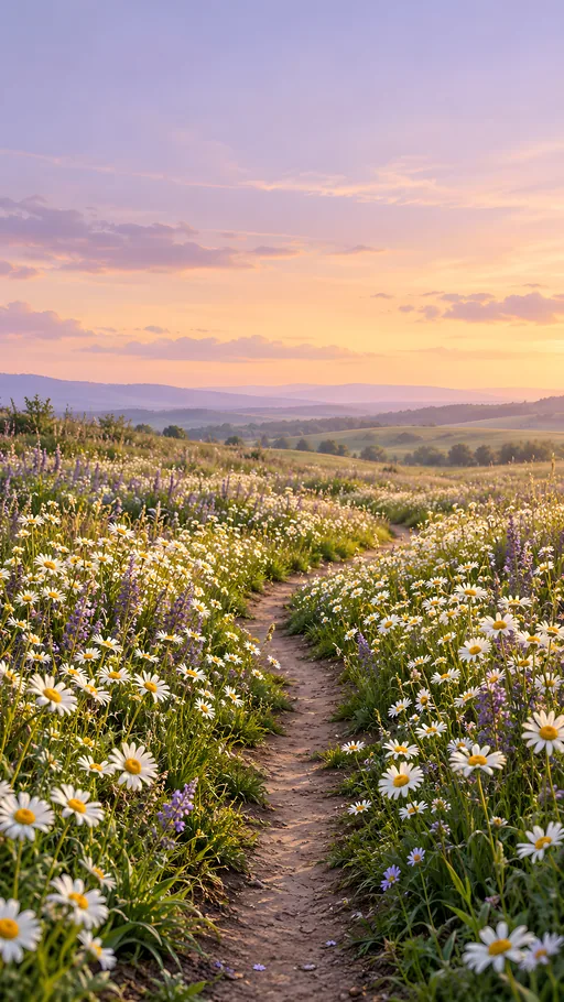 Footpath Through Oxeye Daisies — Flowers & Plants wallpaper