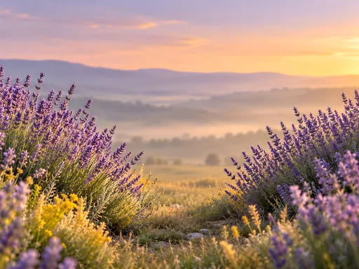 Lavender Banks and a Hazy Meadow — Flowers & Plants wallpaper