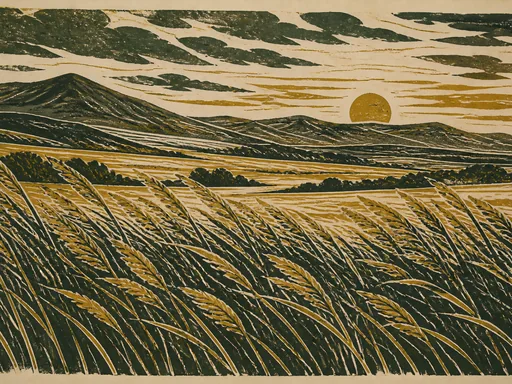Broad Linocut Panorama — Art & Illustration Galaxy Fold wallpaper