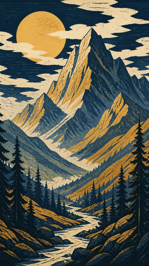 Tall 2D Animated Mountain Scene Using — Art & Illustration wallpaper