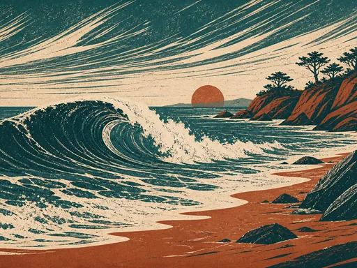 Wide Animated Sea Scene Built — Art & Illustration Galaxy Fold wallpaper