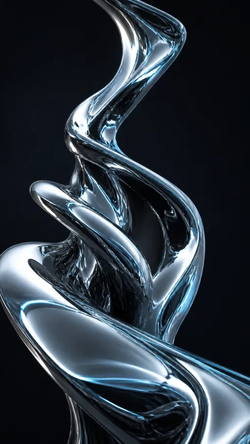 Large Flowing Chrome Sculpture Twisting Upward — Abstract wallpaper