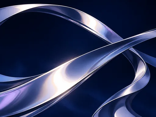 Wide Illustrated Chrome Ribbons Sweeping Across — Abstract Galaxy Fold wallpaper
