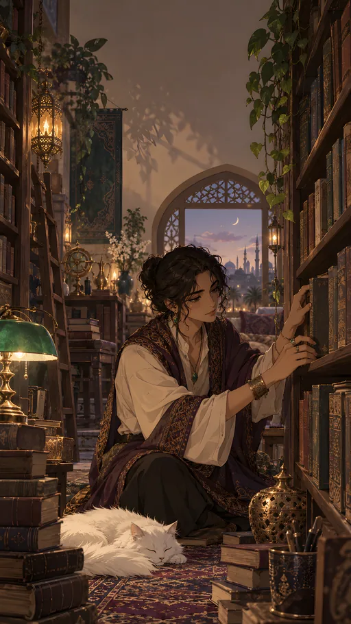 Bookshop Cat Nap — Anime wallpaper