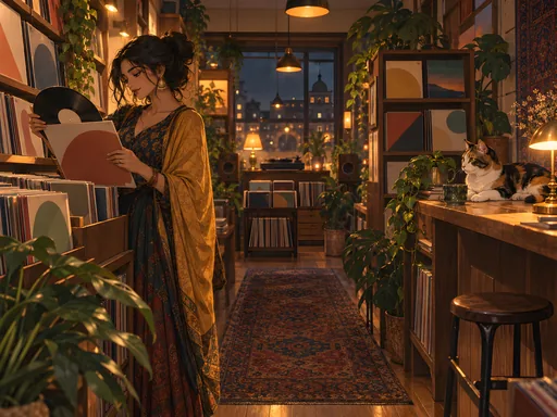Record Shop Cat — Anime wallpaper