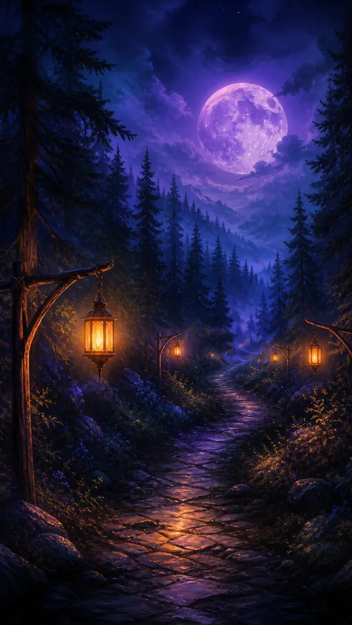 Magical Nighttime Forest — Fantasy wallpaper