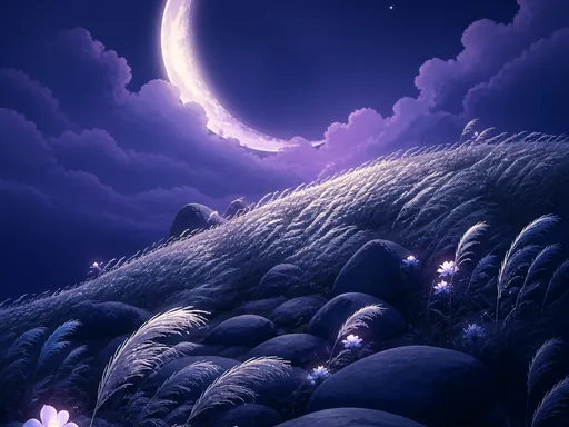 Moonlit Hill Covered — Fantasy Galaxy Fold wallpaper