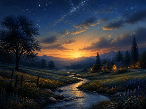 Broad Nocturnal Meadow — Fantasy Galaxy Fold wallpaper