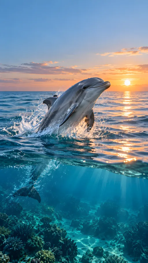 Dolphin at Dawn — Animals & Wildlife wallpaper