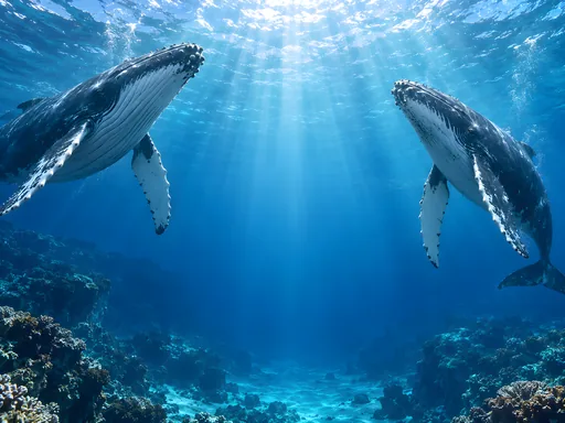 Whales in Open Blue Water — Animals & Wildlife wallpaper
