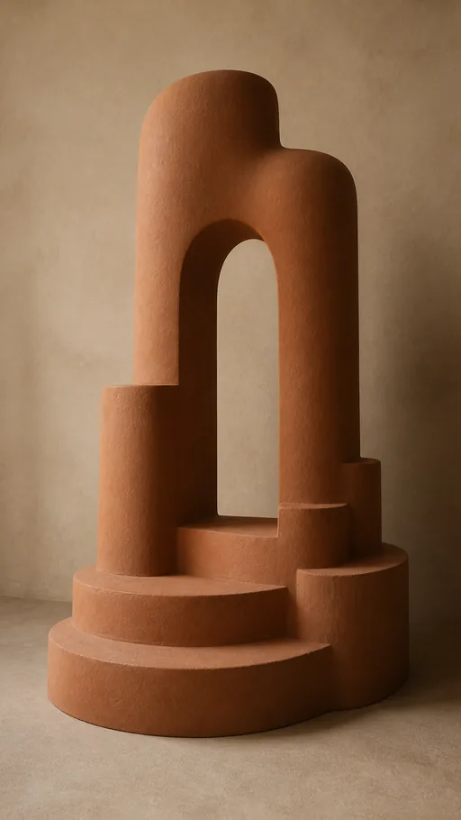 Tall Terracotta Matte Sculpture Composed — Abstract wallpaper