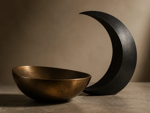 Sculptural Bronze Bowl-like Solid Form Beside — Abstract Galaxy Fold wallpaper