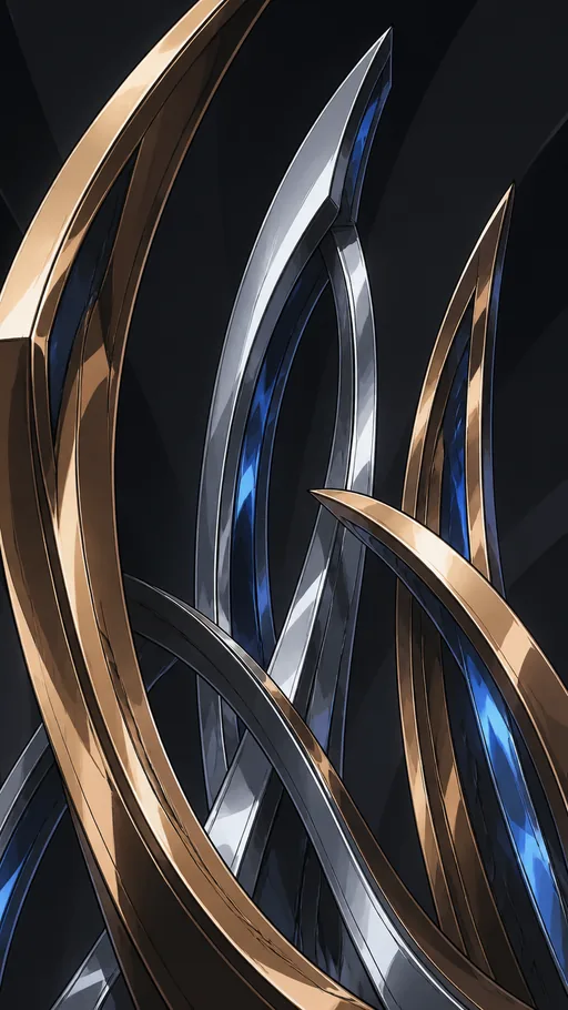 Tall Cel-shaded Bronze And Silver Sculptural — Abstract wallpaper