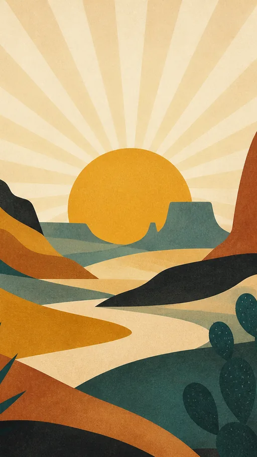 Stylized Mid-century Landscape — Art & Illustration wallpaper