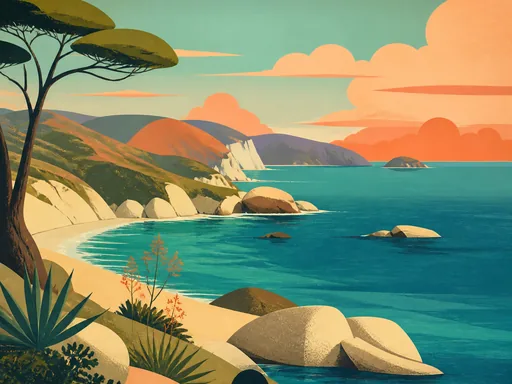 Wide 2D Animated Coastal Scene Using — Art & Illustration Galaxy Fold wallpaper