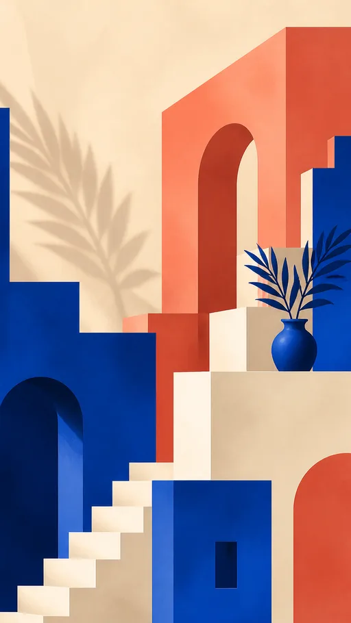 Tall 2D Animated Illustration — Minimal & Color wallpaper