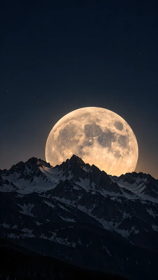 Full Moon Over a Mountain Ridge — Space wallpaper