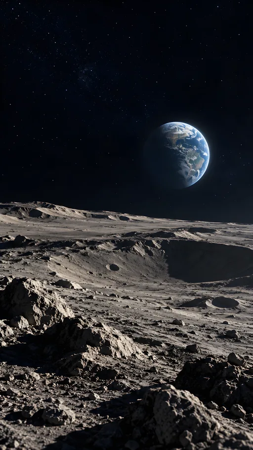 Lunar Surface and Blue Planet — Space wallpaper
