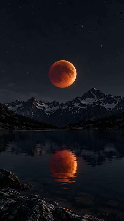 Blood Moon Eclipse Reflection — Space wallpaper