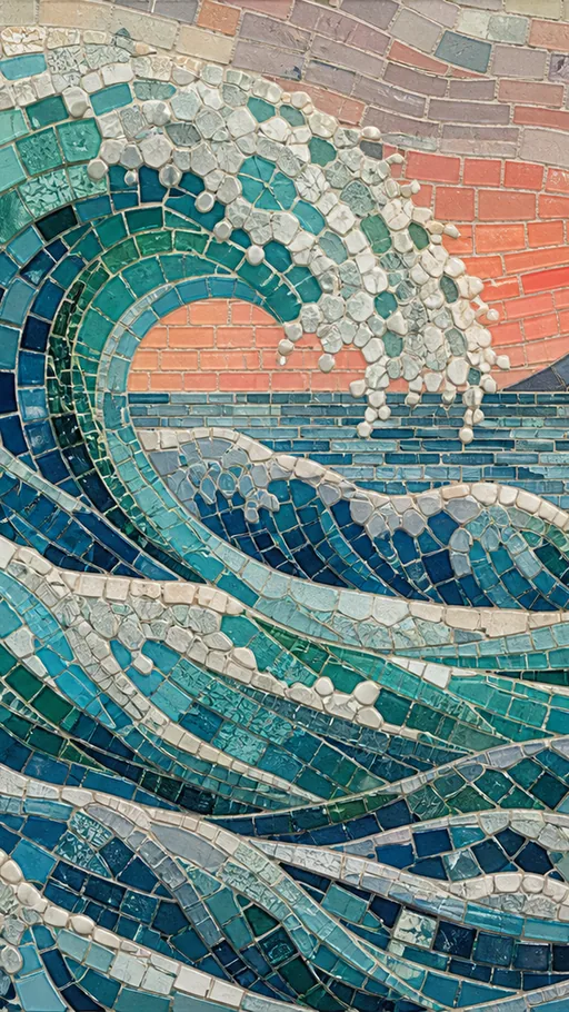 Mosaic Ocean Scene — Art & Illustration wallpaper