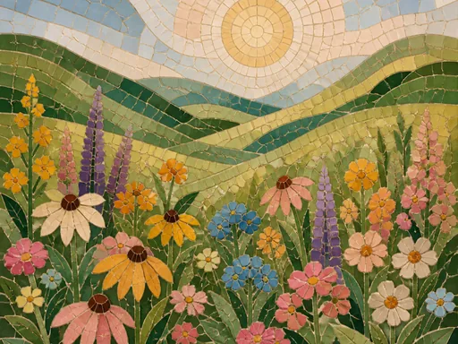 Mosaic Meadow Filled — Art & Illustration Galaxy Fold wallpaper
