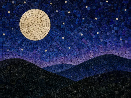 Mosaic Night Scene — Art & Illustration Galaxy Fold wallpaper