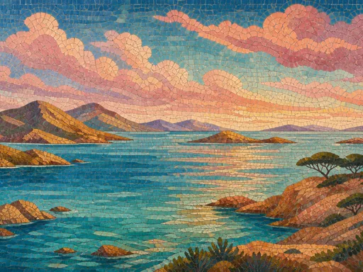 Wide Mosaic Seascape — Art & Illustration Galaxy Fold wallpaper
