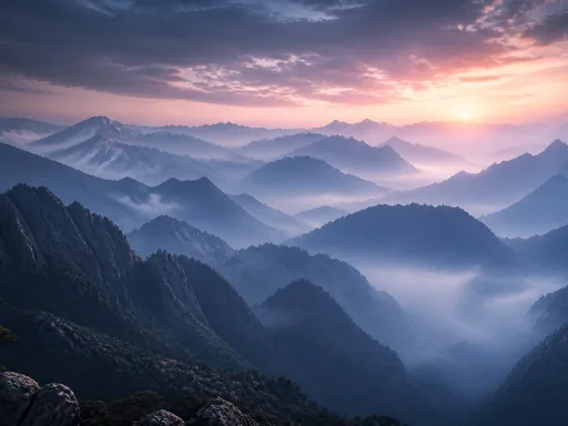 Layered Mountain Ranges Disappearing — Nature & Landscapes wallpaper