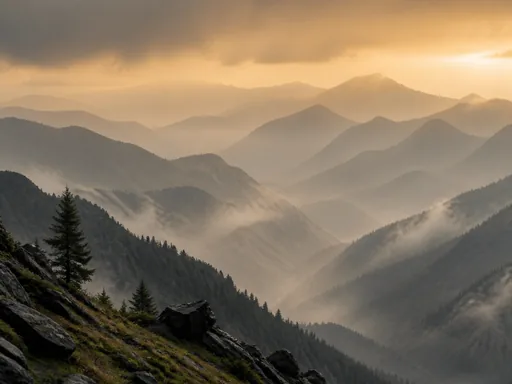 Layered Mountain Ranges Disappearing — Nature & Landscapes wallpaper