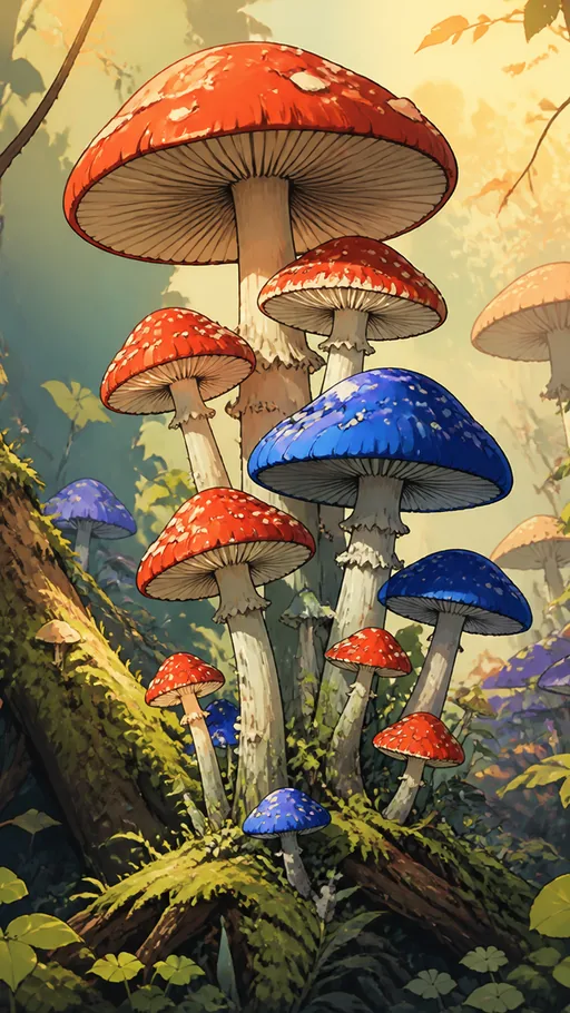 2D Illustrated Mushroom World — Flowers & Plants wallpaper