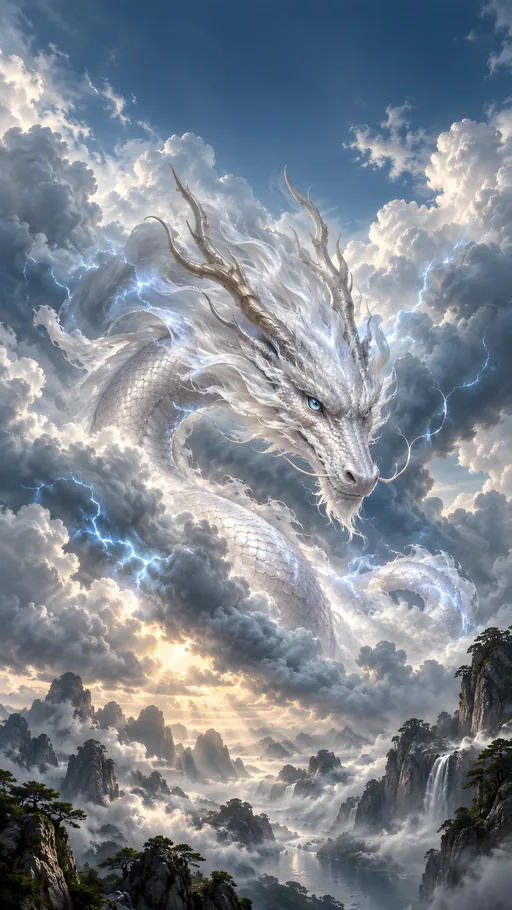 Cloud Dragon in the Storm — Fantasy wallpaper