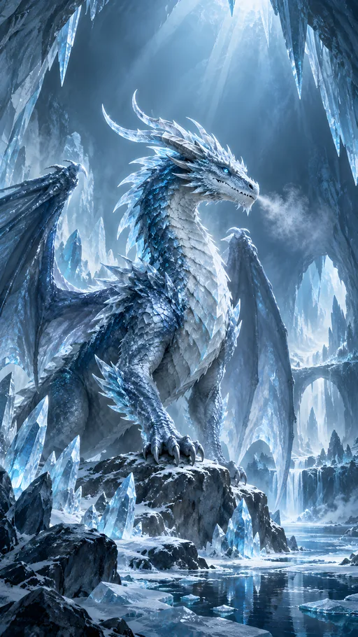 Ice Dragon in a Glacier Cavern — Fantasy wallpaper