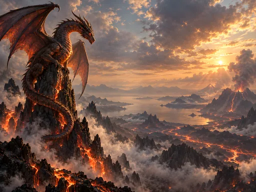 Ember Dragon on a Volcanic Spire — Fantasy wallpaper