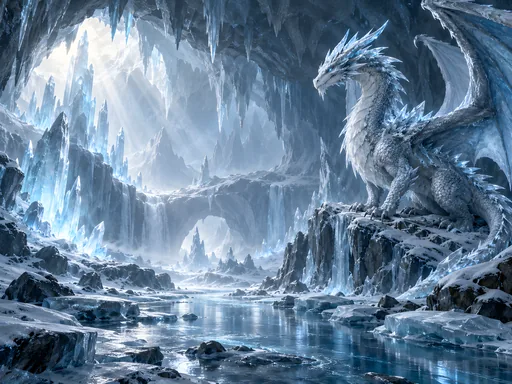 Ice Dragon in a Glacier Cavern — Fantasy wallpaper