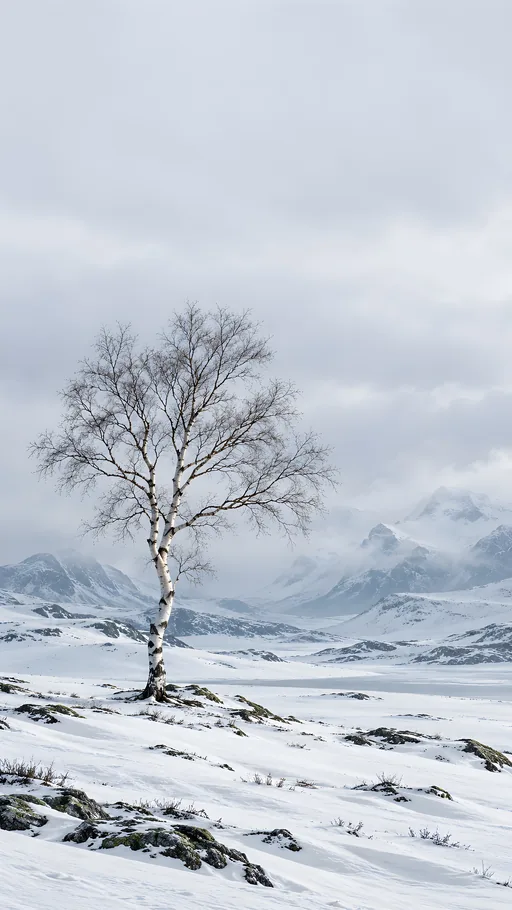Bare Birch in Snow Country — Nature & Landscapes wallpaper