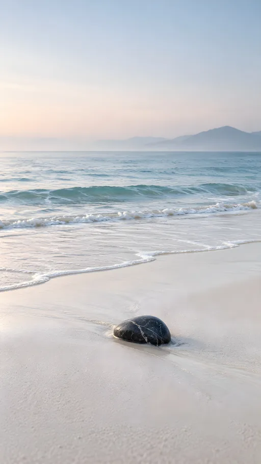 Dark Stone on a White Beach — Nature & Landscapes wallpaper