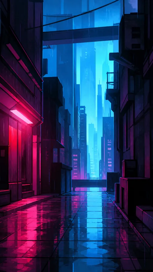 2D Animated Neon City Atmosphere — Technology wallpaper