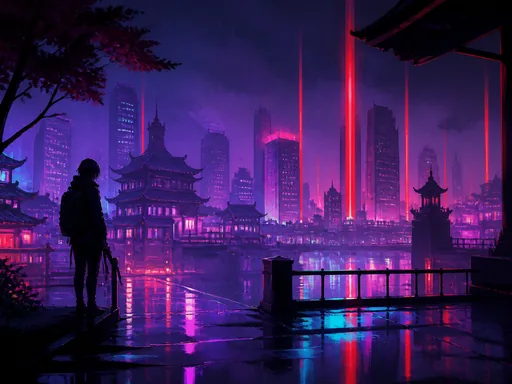 2D Animated Neon City Atmosphere — Technology wallpaper