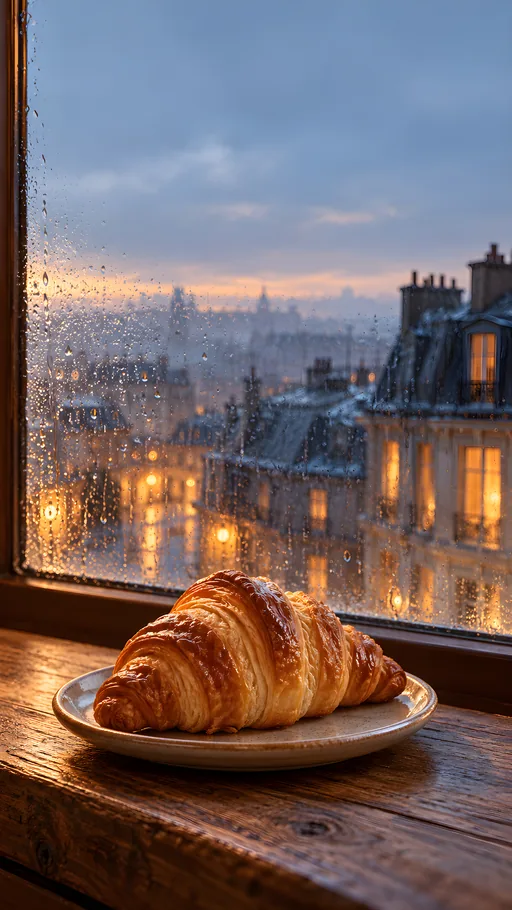 Croissant by the Misted Window — Objects & Still Life wallpaper