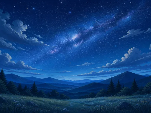 Wide Midnight Sky Over Layered Blue — Space Galaxy Fold wallpaper