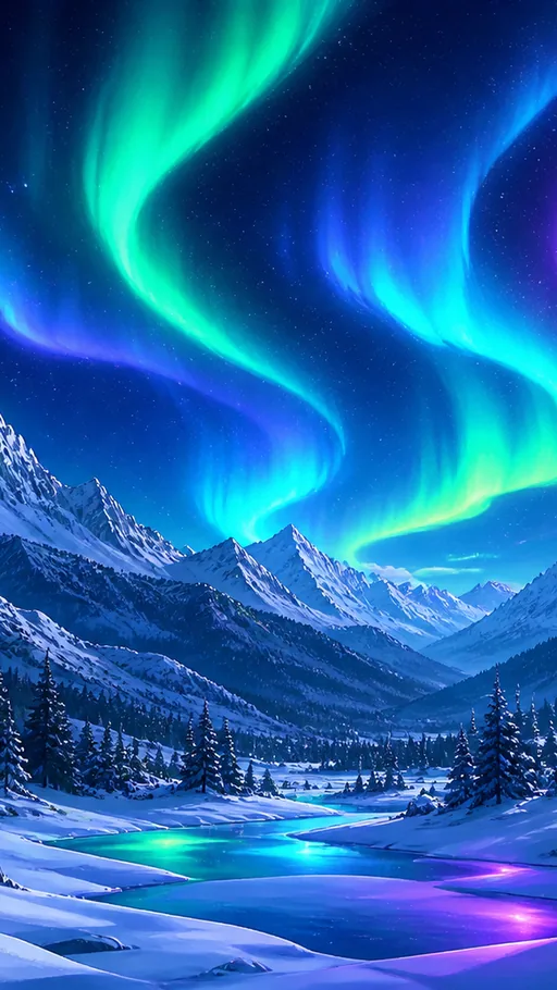Ribbons Of Emerald Cyan And Violet — Seasons & Weather wallpaper
