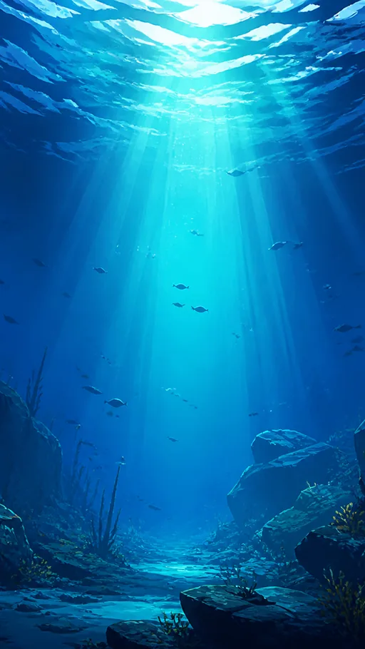 2D Painted Blue Ocean — Nature & Landscapes wallpaper