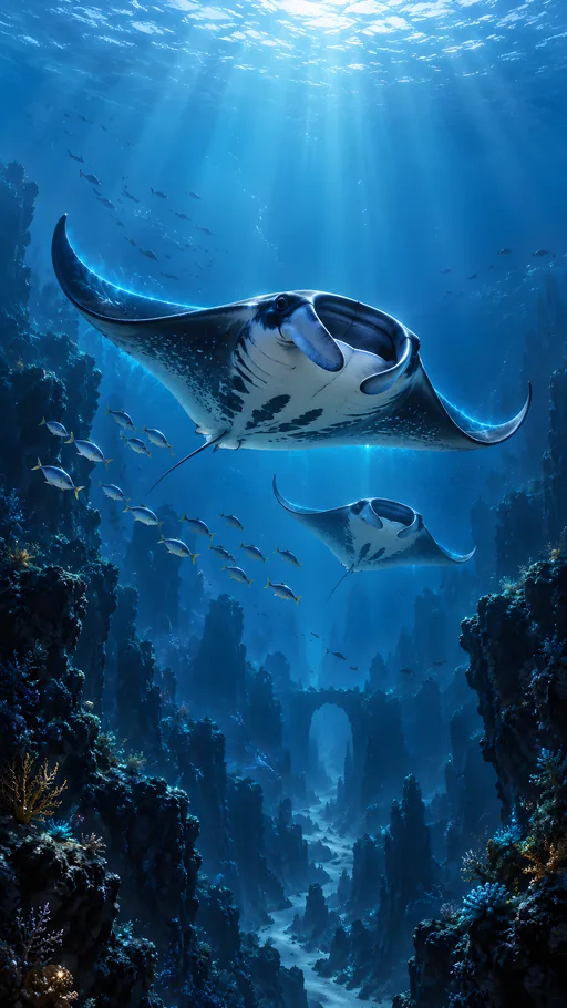 Manta Rays Over the Canyon — Animals & Wildlife wallpaper